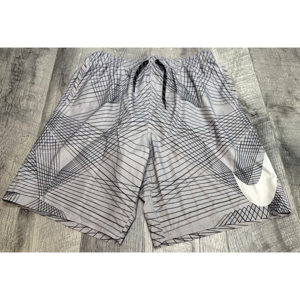 Nike Swim Shorts Trunks Mens Large Bottoms Mesh Lined Pockets Geometric Swoosh